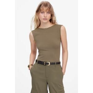 Madewell NWT Women’s Faded Fatigue Green Spring 2025 Low Back Tee size XL